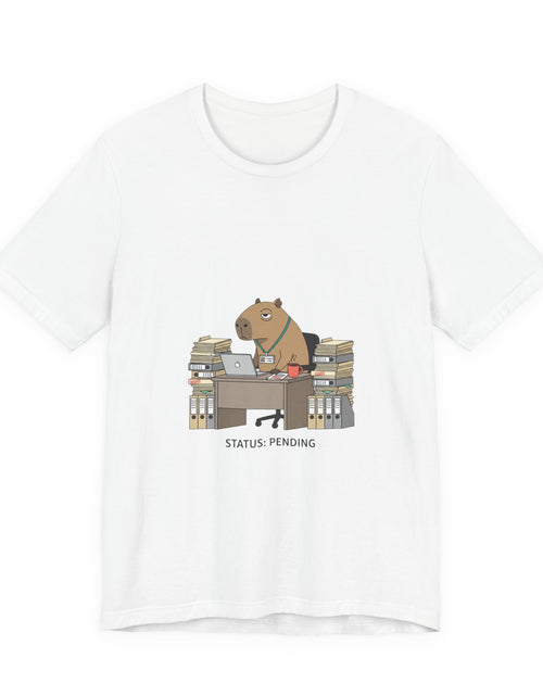 Load image into Gallery viewer, Status Pending Bear Desk Tee | Unhinged Animal Bureaucracy, office animal illustration
