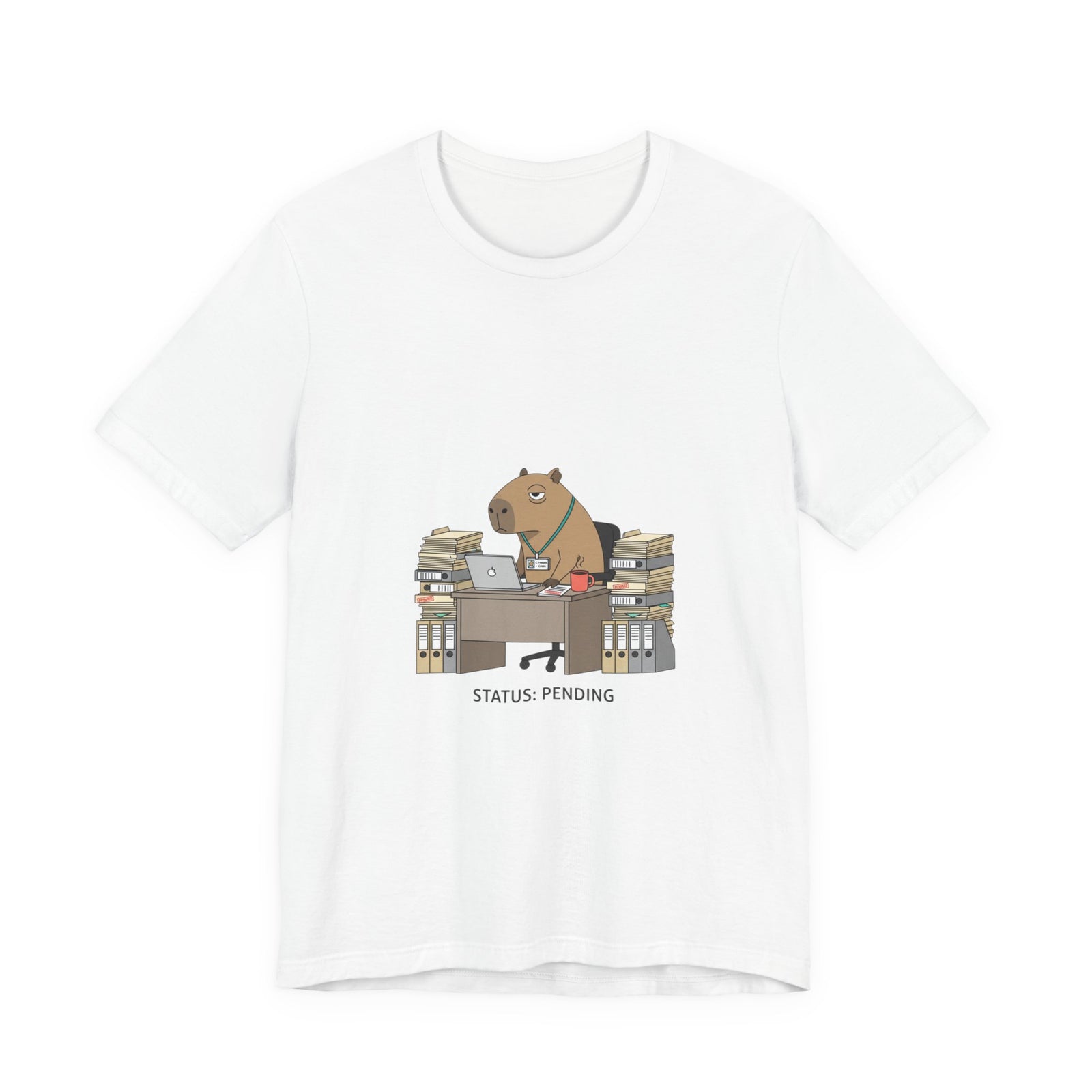 Status Pending Bear Desk Tee | Unhinged Animal Bureaucracy, office animal illustration