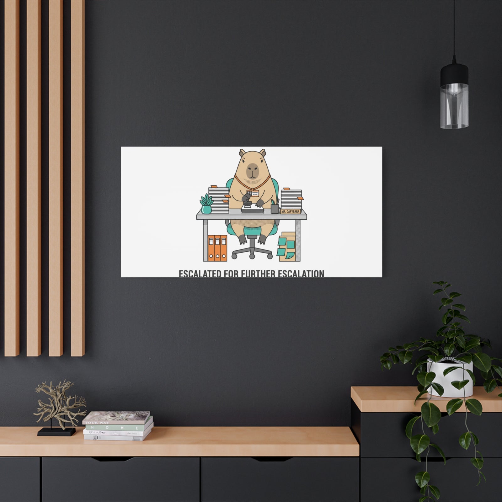 Escalated for Further Escalation Canvas | Unhinged Animal Bureaucracy, Office Animal Illustration