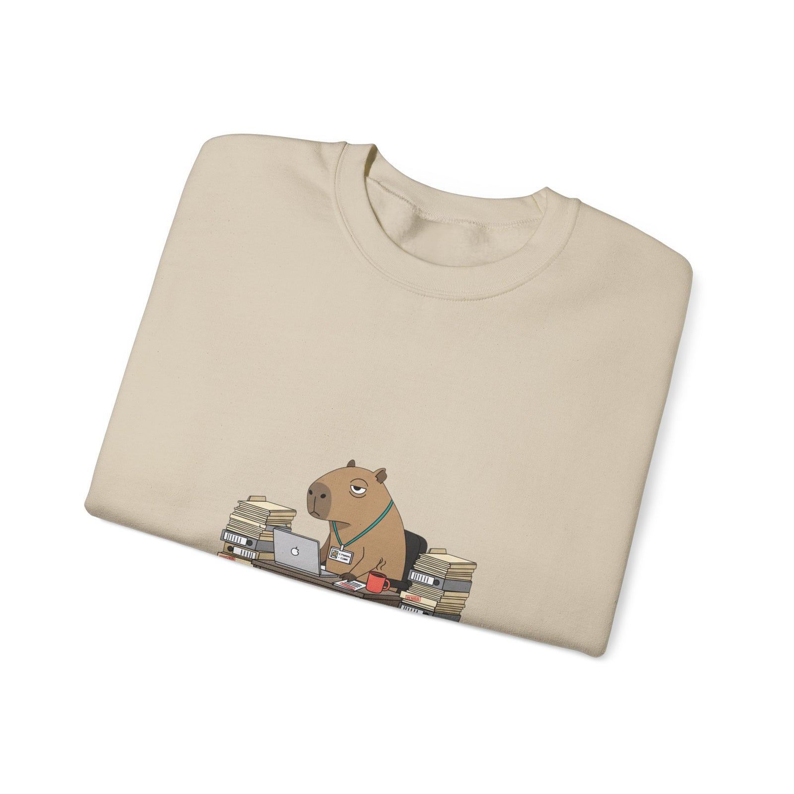 Status Pending Raccoon Desk Illustration Sweatshirt | Unhinged Animal Bureaucracy, office raccoon