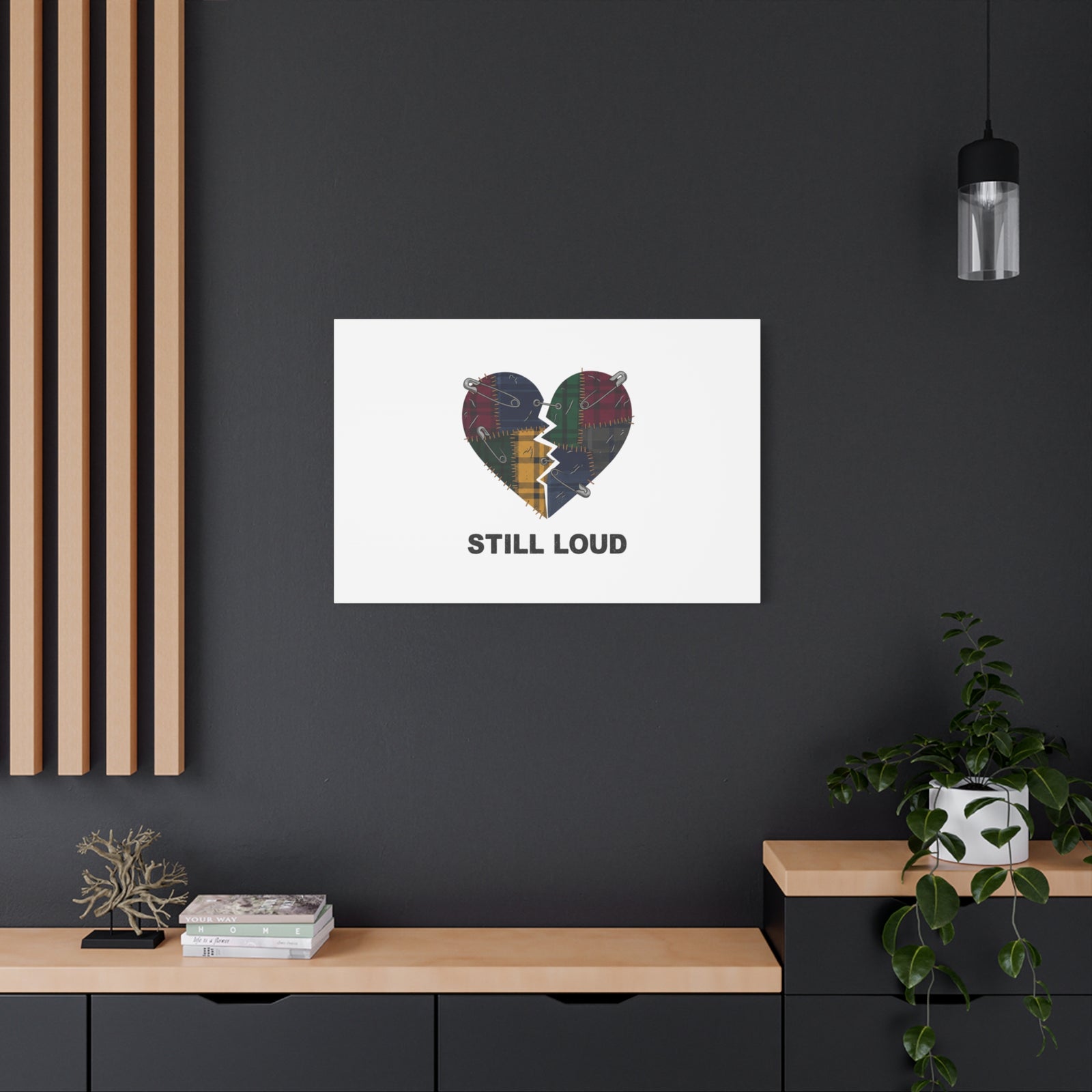 Plaid Patchwork Heart Canvas | Grunge Revival 90s Punk Wall Art
