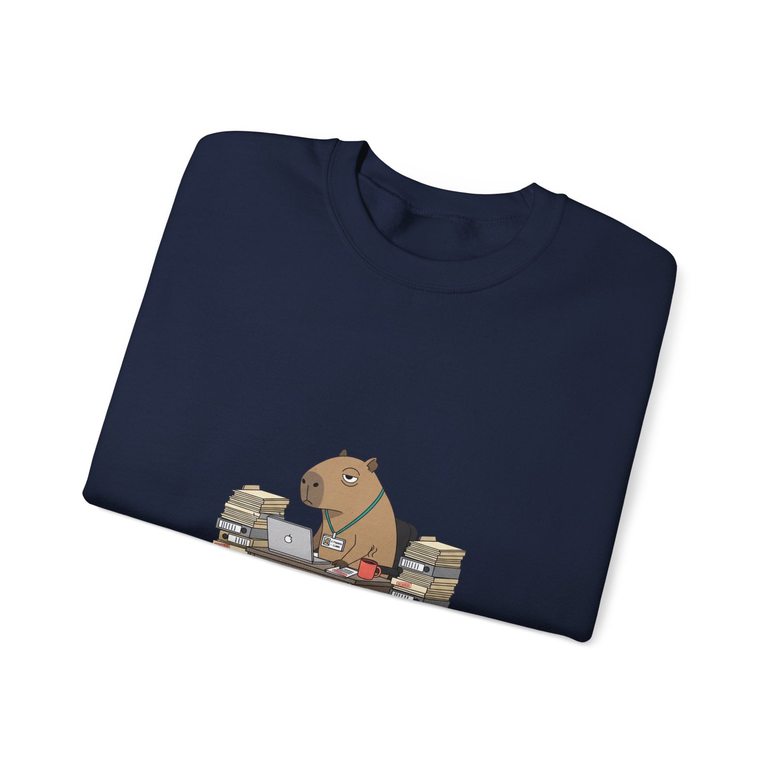 Status Pending Raccoon Desk Illustration Sweatshirt | Unhinged Animal Bureaucracy, office raccoon