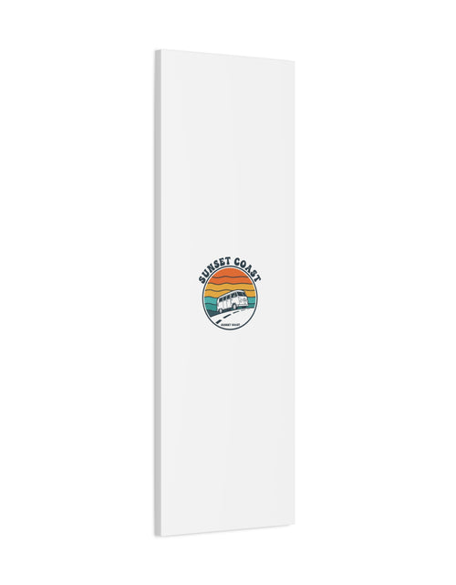 Load image into Gallery viewer, Sunset Coast Retro VW Bus Matte Canvas, 1970s Sunset Palm Poster | Vintage Surf Roadtrip
