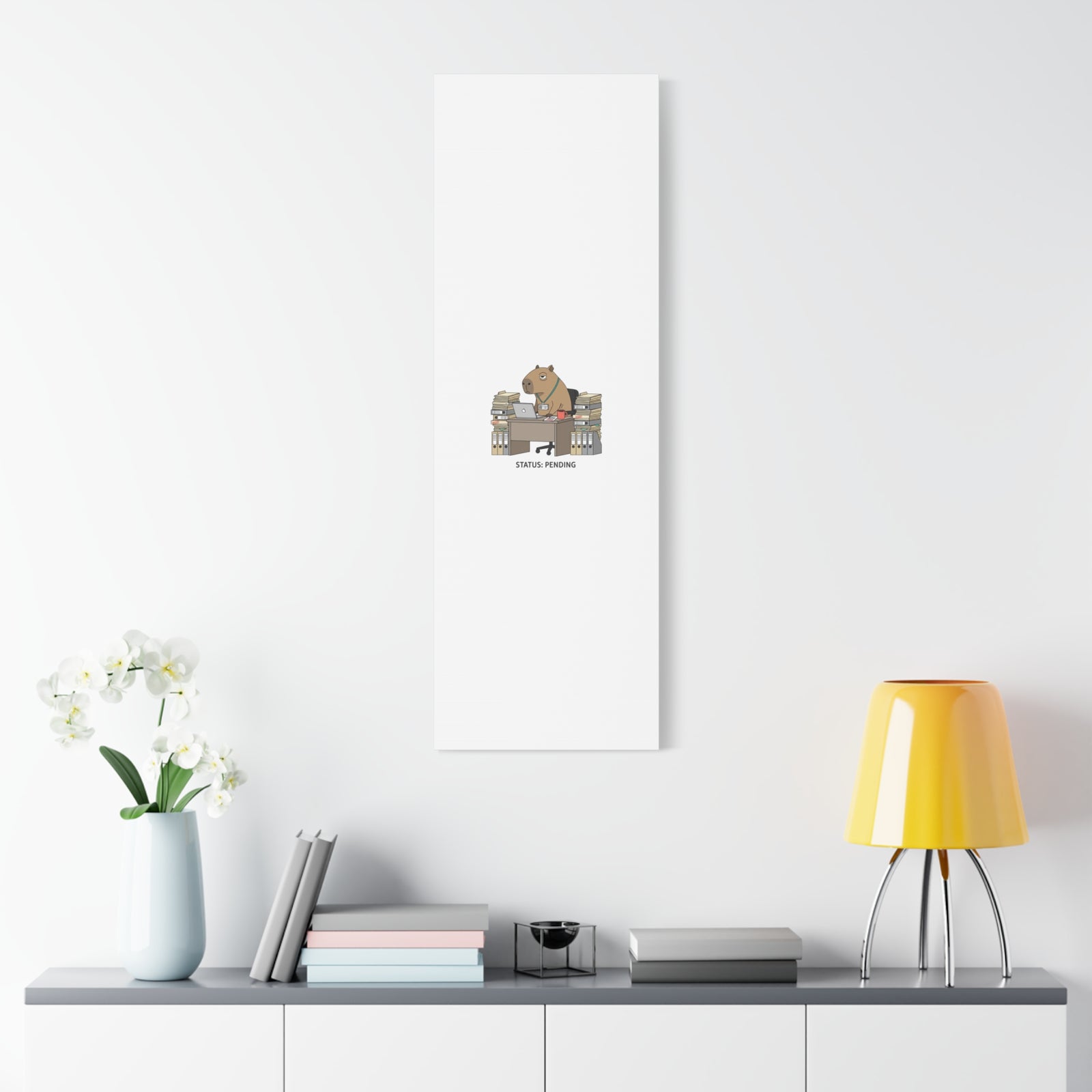 Status: Pending office capybara illustration Canvas | Unhinged Animal Bureaucracy, adulting animal art