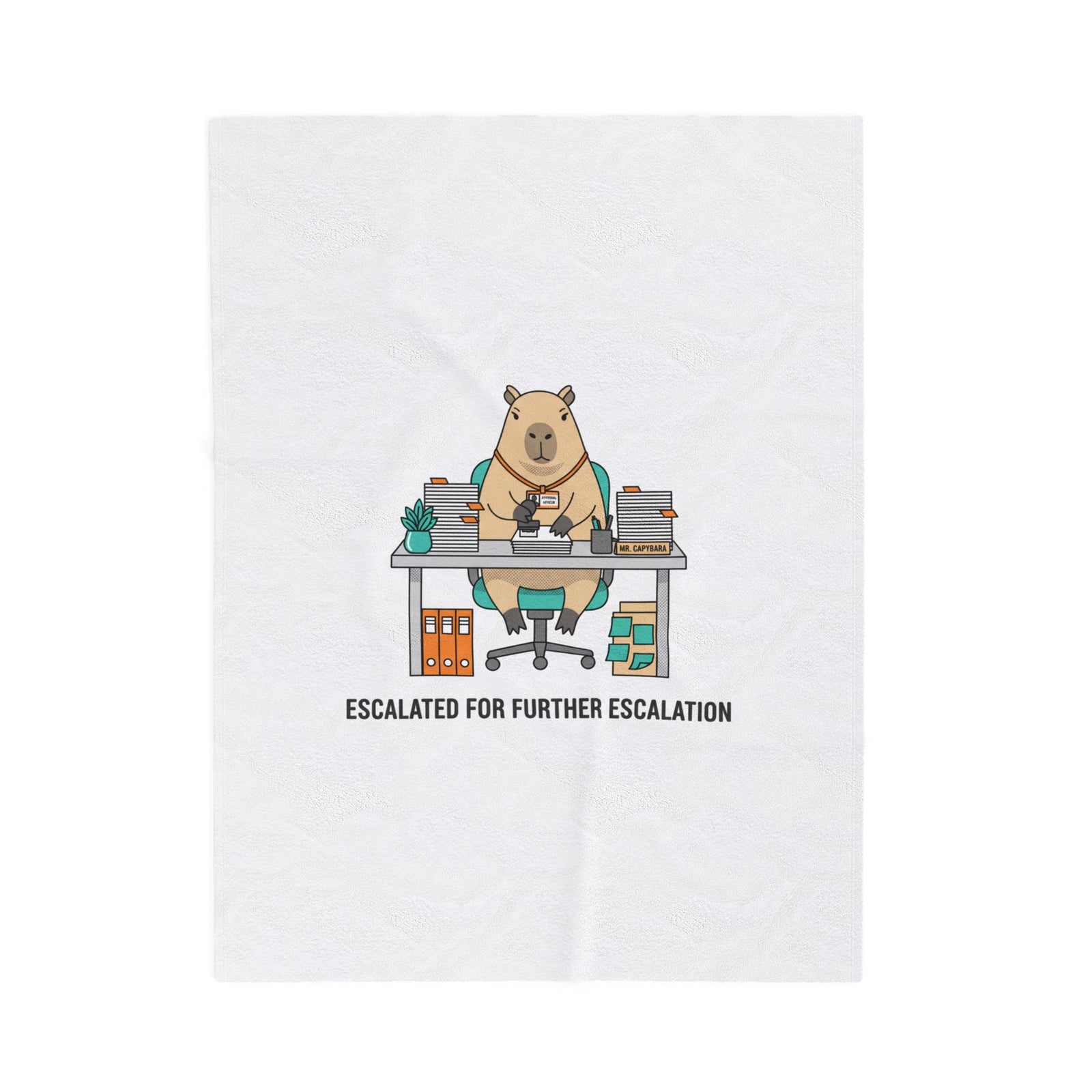 Escalated for Further Escalation Velveteen Blanket | Unhinged Animal Bureaucracy, Office Bear Illustration