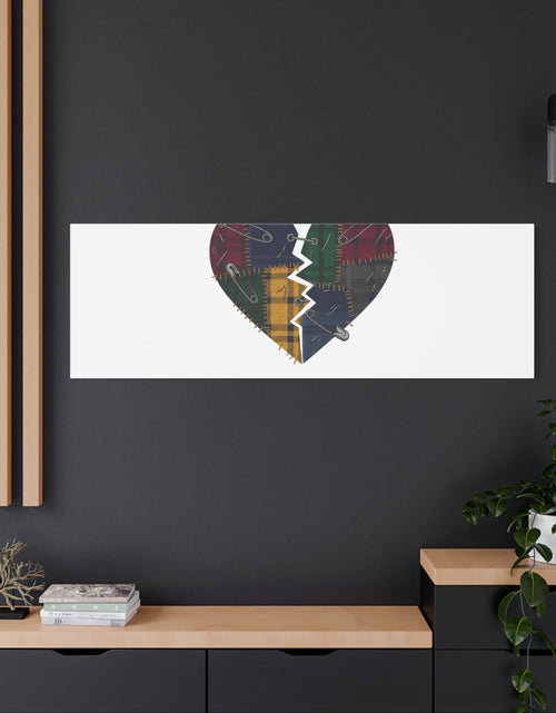 Load image into Gallery viewer, Plaid Patchwork Heart Canvas | Grunge Revival 90s Punk Wall Art
