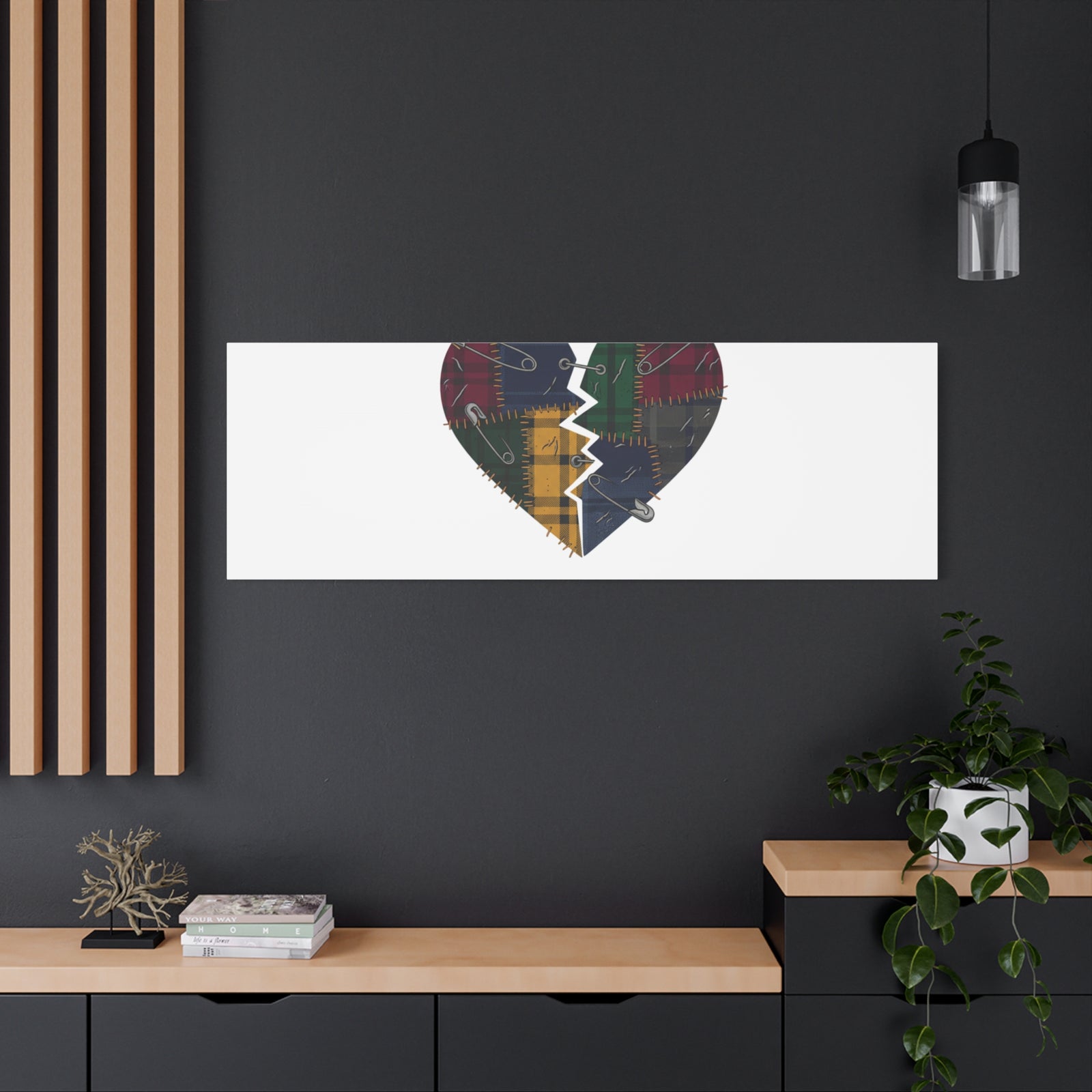 Plaid Patchwork Heart Canvas | Grunge Revival 90s Punk Wall Art