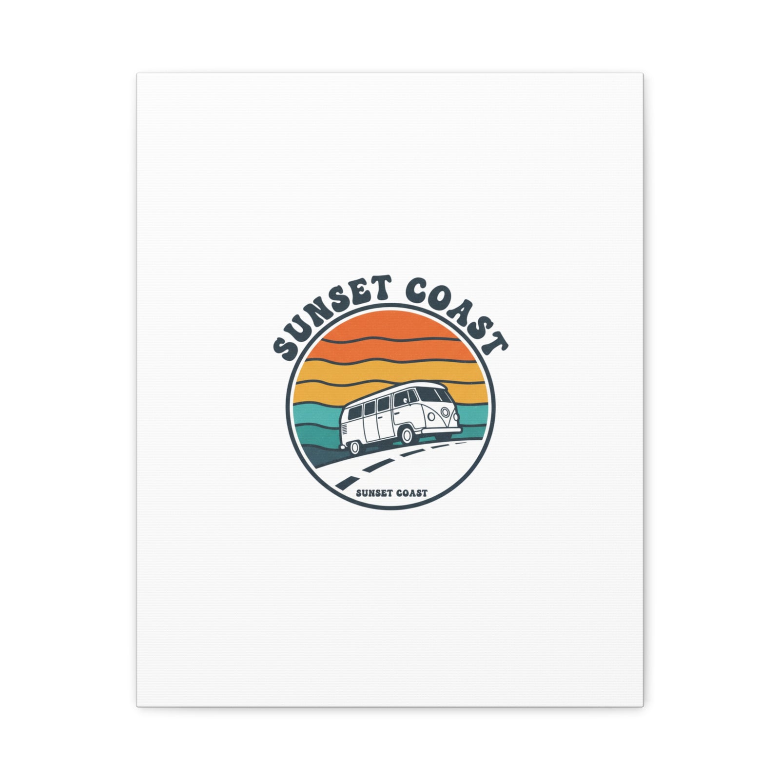 Sunset Coast Retro VW Bus Matte Canvas, 1970s Sunset Palm Poster | Vintage Surf Roadtrip