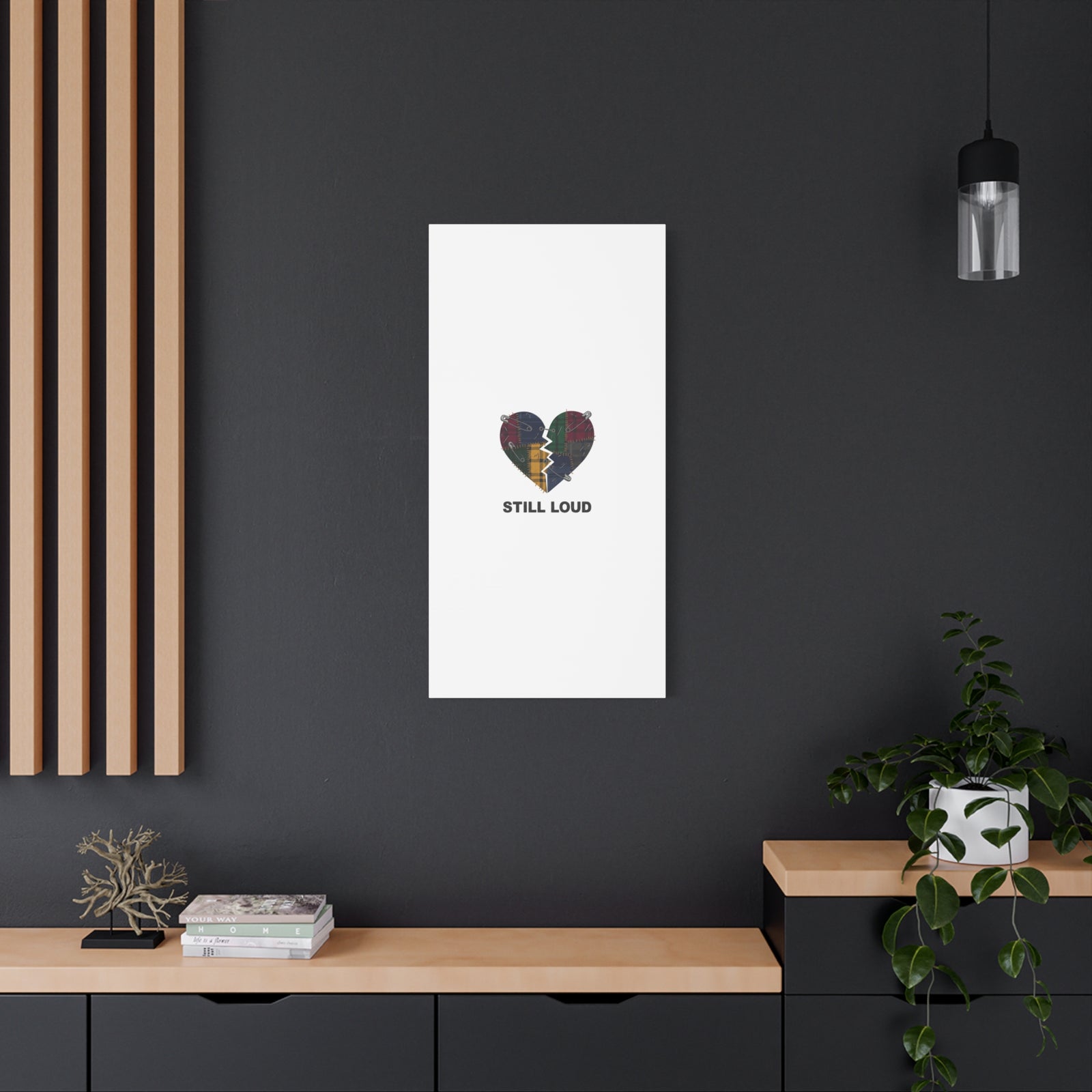 Plaid Patchwork Heart Canvas | Grunge Revival 90s Punk Wall Art