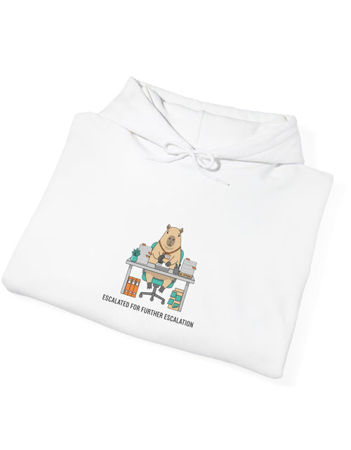 Load image into Gallery viewer, Office Raccoon Watercolor Hoodie | Unhinged Animal Bureaucracy, HR Animal Meme
