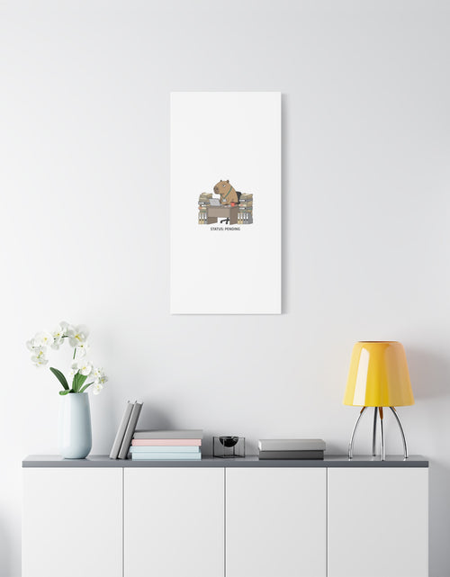 Load image into Gallery viewer, Status: Pending office capybara illustration Canvas | Unhinged Animal Bureaucracy, adulting animal art
