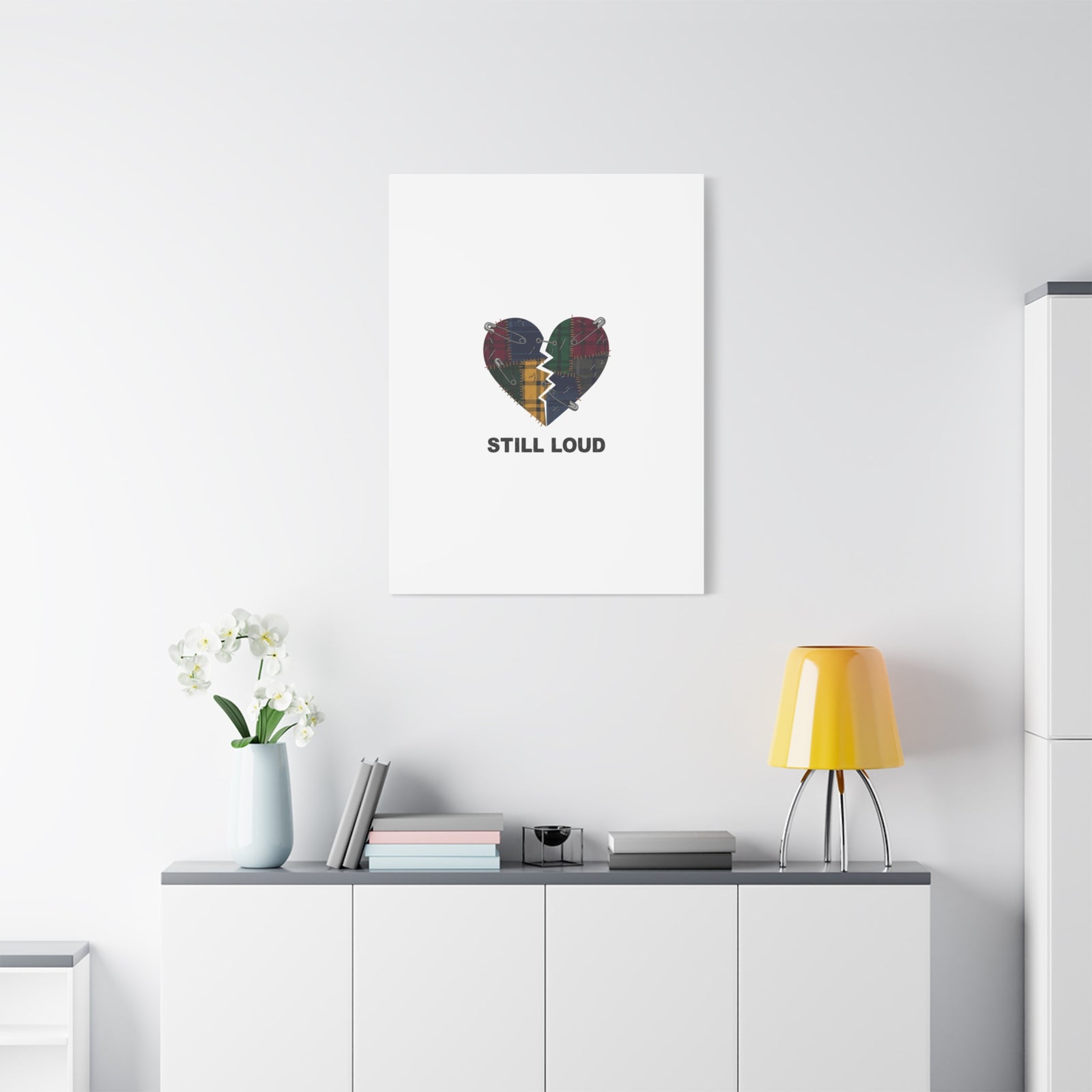 Plaid Patchwork Heart Canvas | Grunge Revival 90s Punk Wall Art