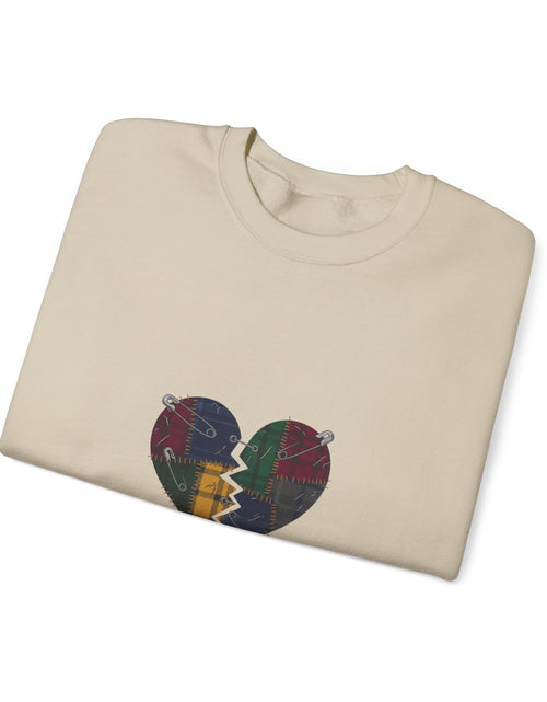 Load image into Gallery viewer, Plaid Broken Heart Crewneck Sweatshirt | Grunge Revival, 90s Flannel Aesthetic
