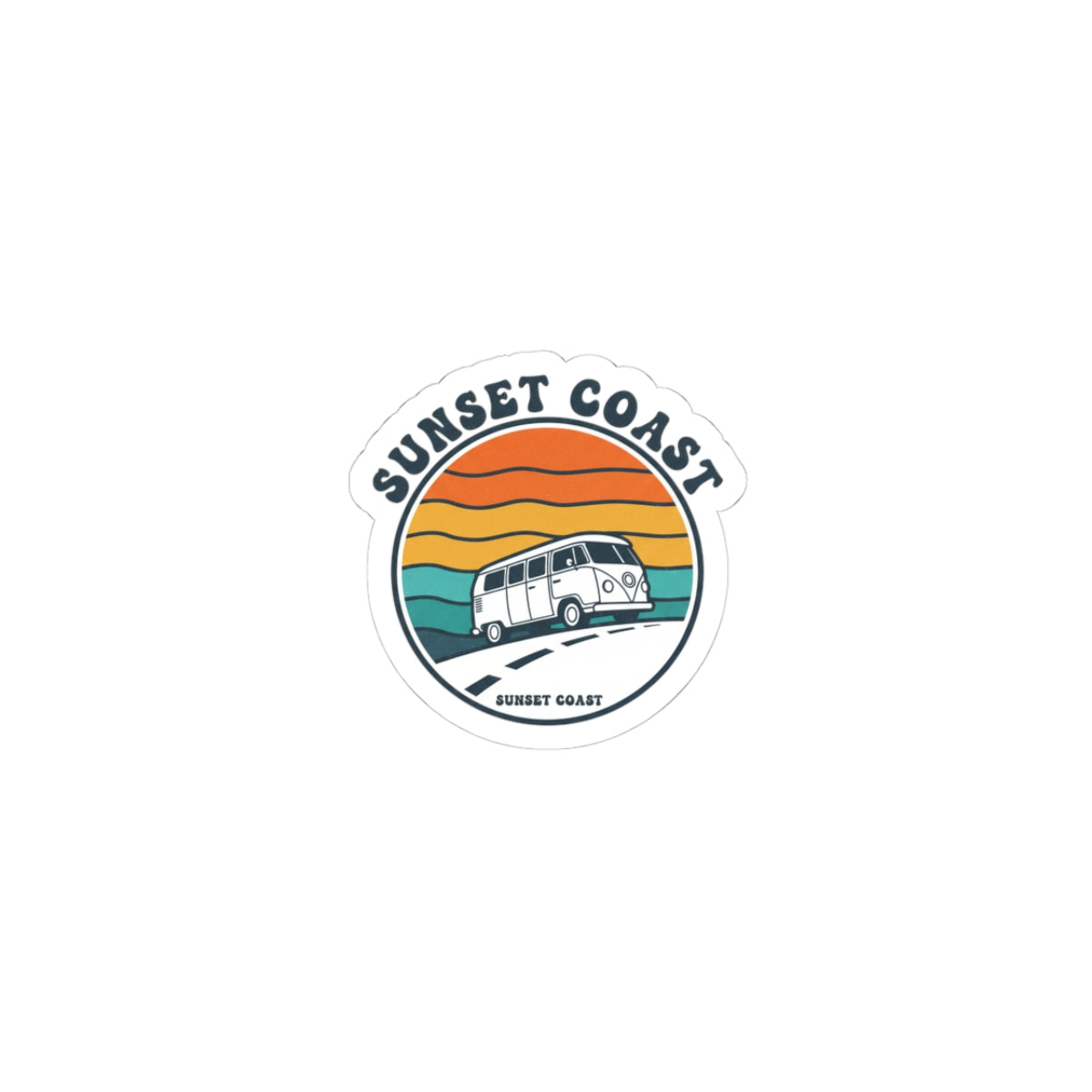 Sunset Coast Retro Van Sticker | 70s Sunset, Vintage Palm Graphic