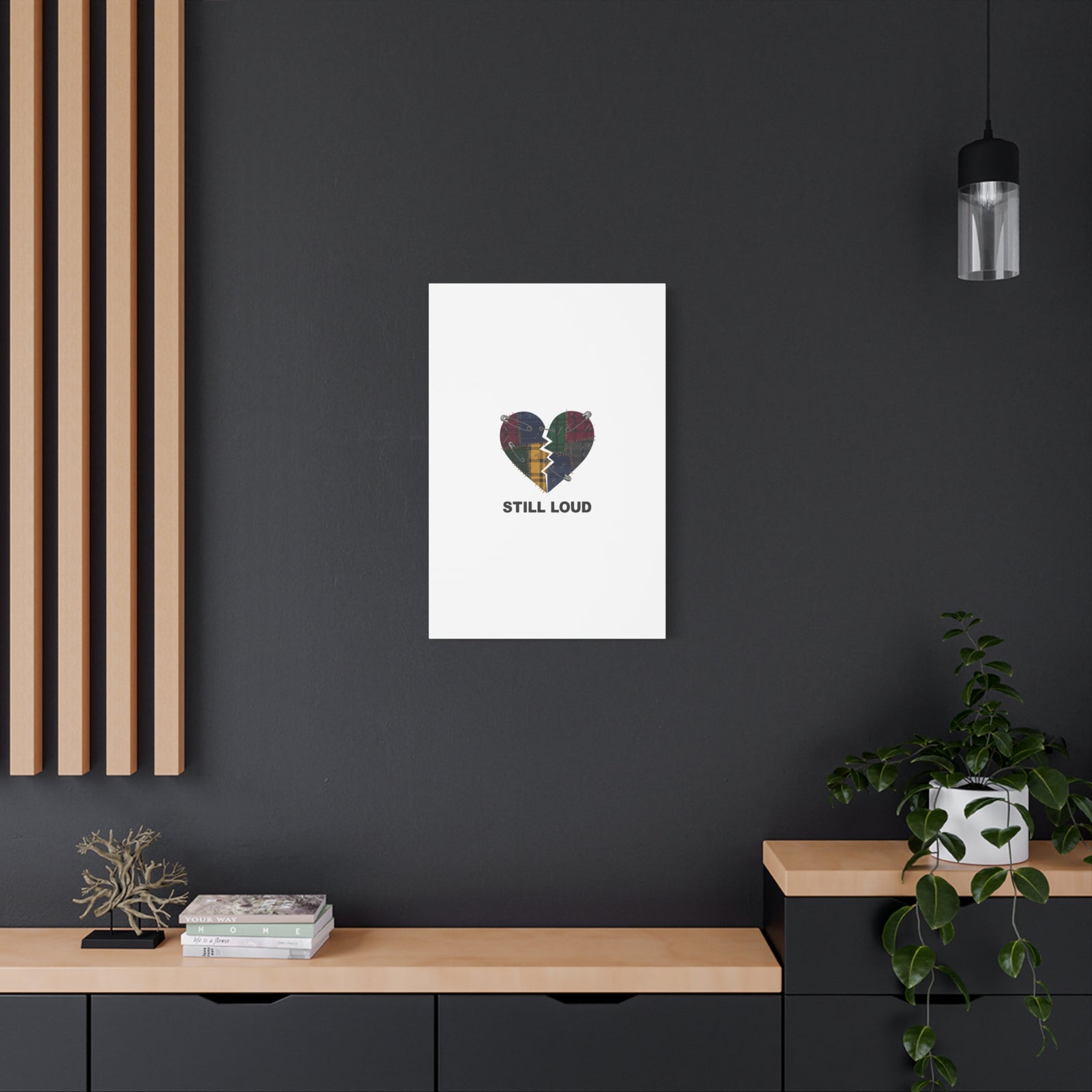 Plaid Patchwork Heart Canvas | Grunge Revival 90s Punk Wall Art