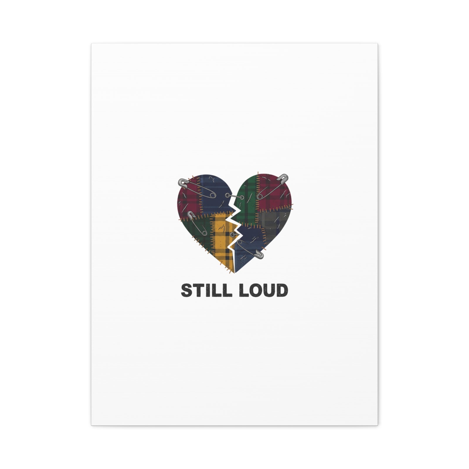 Plaid Patchwork Heart Canvas | Grunge Revival 90s Punk Wall Art