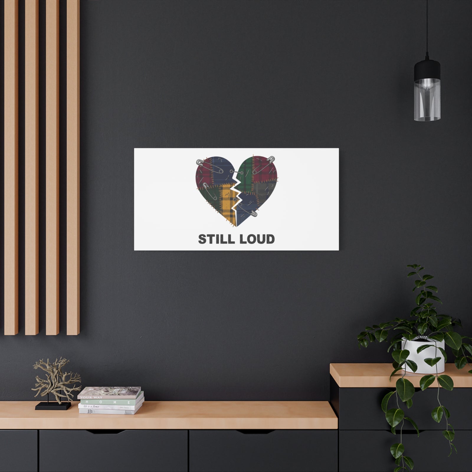 Plaid Patchwork Heart Canvas | Grunge Revival 90s Punk Wall Art