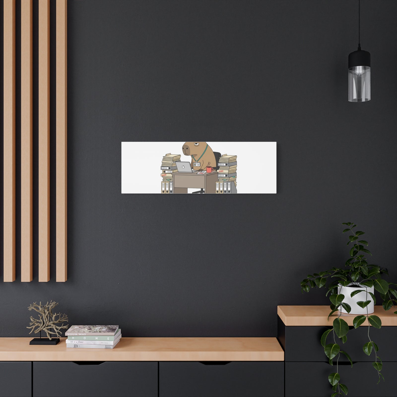 Status: Pending office capybara illustration Canvas | Unhinged Animal Bureaucracy, adulting animal art