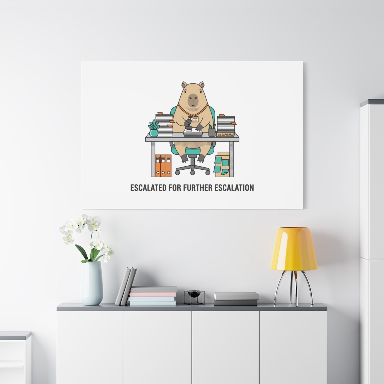 Escalated for Further Escalation Canvas | Unhinged Animal Bureaucracy, Office Animal Illustration