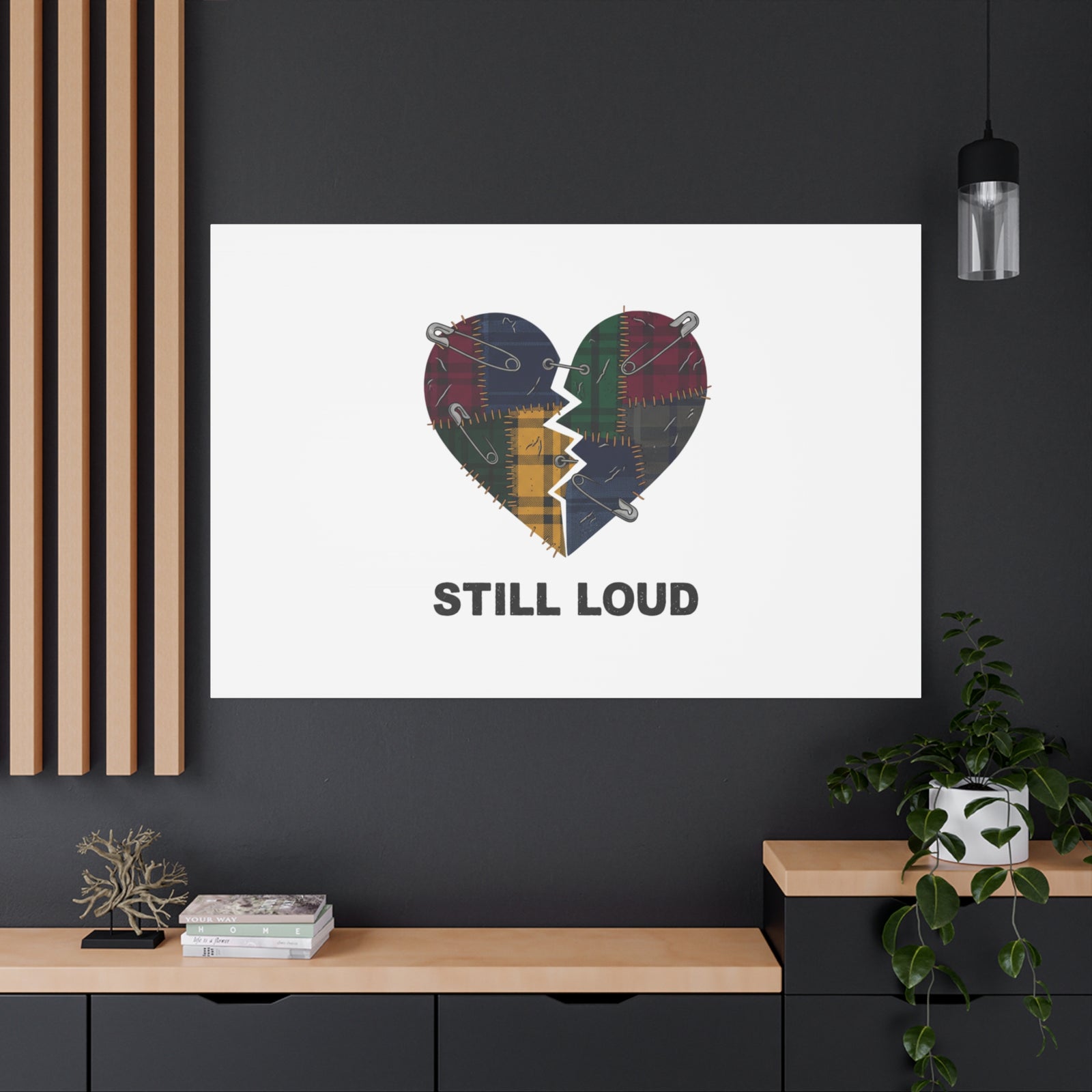 Plaid Patchwork Heart Canvas | Grunge Revival 90s Punk Wall Art