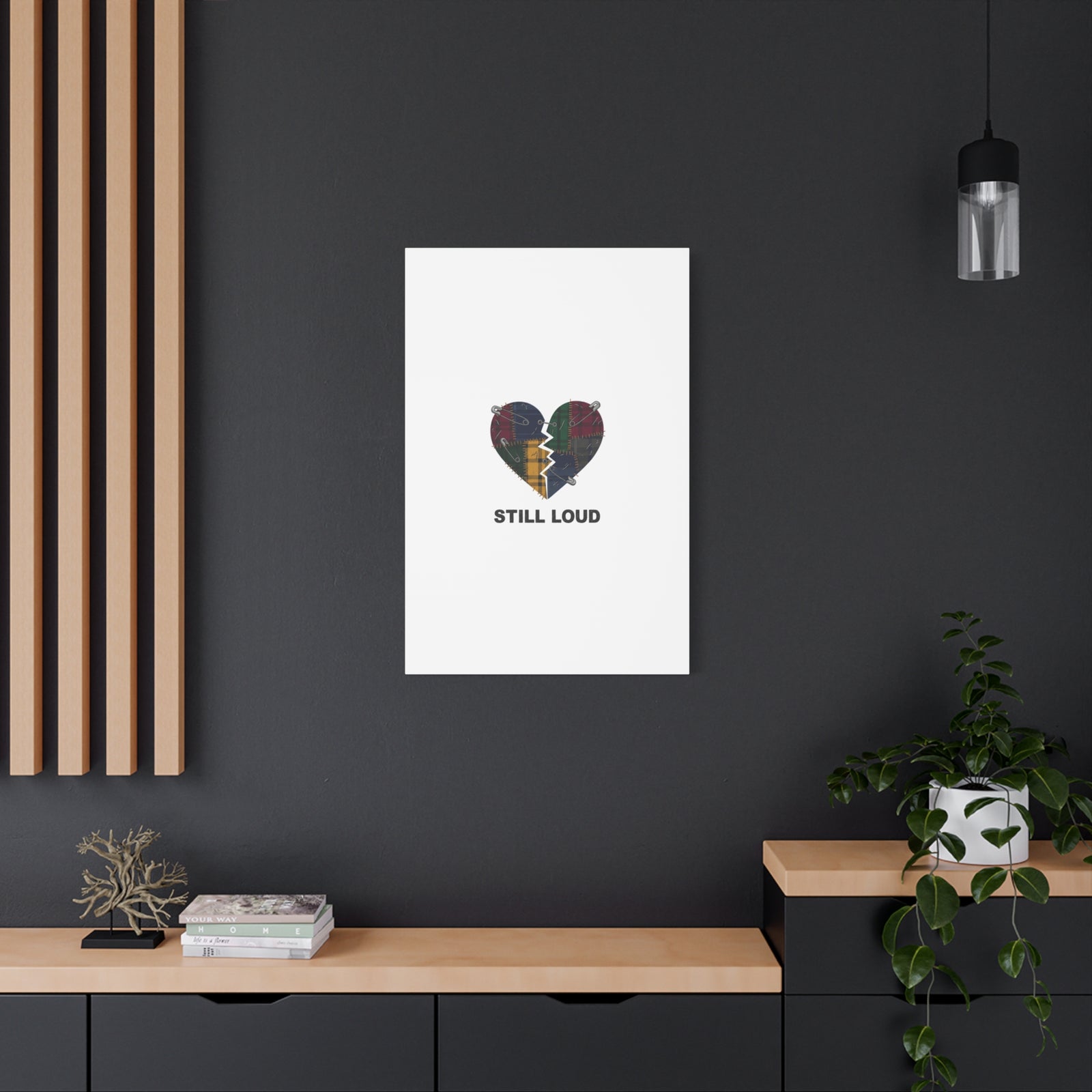 Plaid Patchwork Heart Canvas | Grunge Revival 90s Punk Wall Art