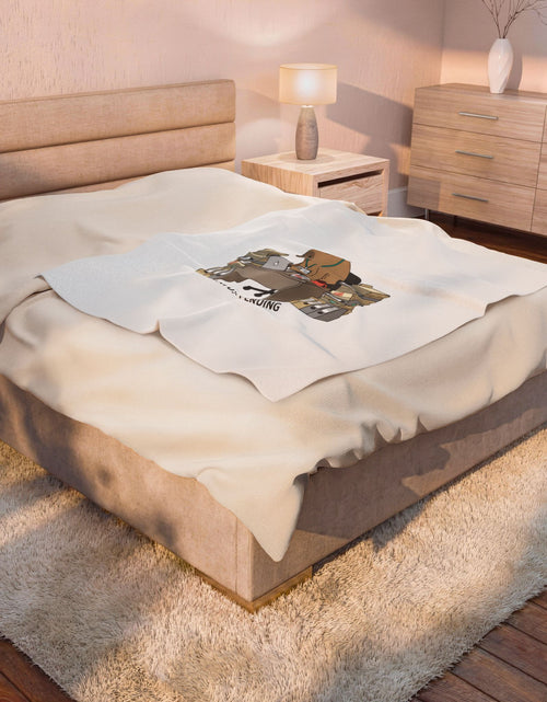 Load image into Gallery viewer, Status: Pending office capybara illustration Velveteen Plush Blanket | Unhinged Animal Bureaucracy, deadpan HR meme
