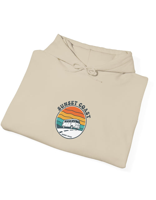 Load image into Gallery viewer, Sunset Coast Retro Surf Hoodie | 70s Sunset, Vintage Palm Graphic
