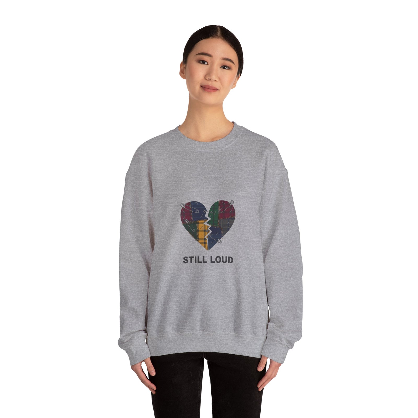 Plaid Broken Heart Crewneck Sweatshirt | Grunge Revival, 90s Flannel Aesthetic