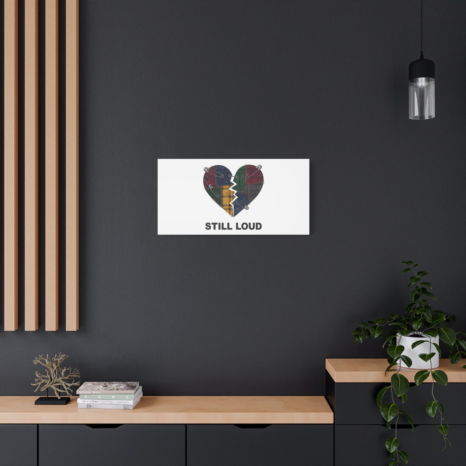 Plaid Patchwork Heart Canvas | Grunge Revival 90s Punk Wall Art