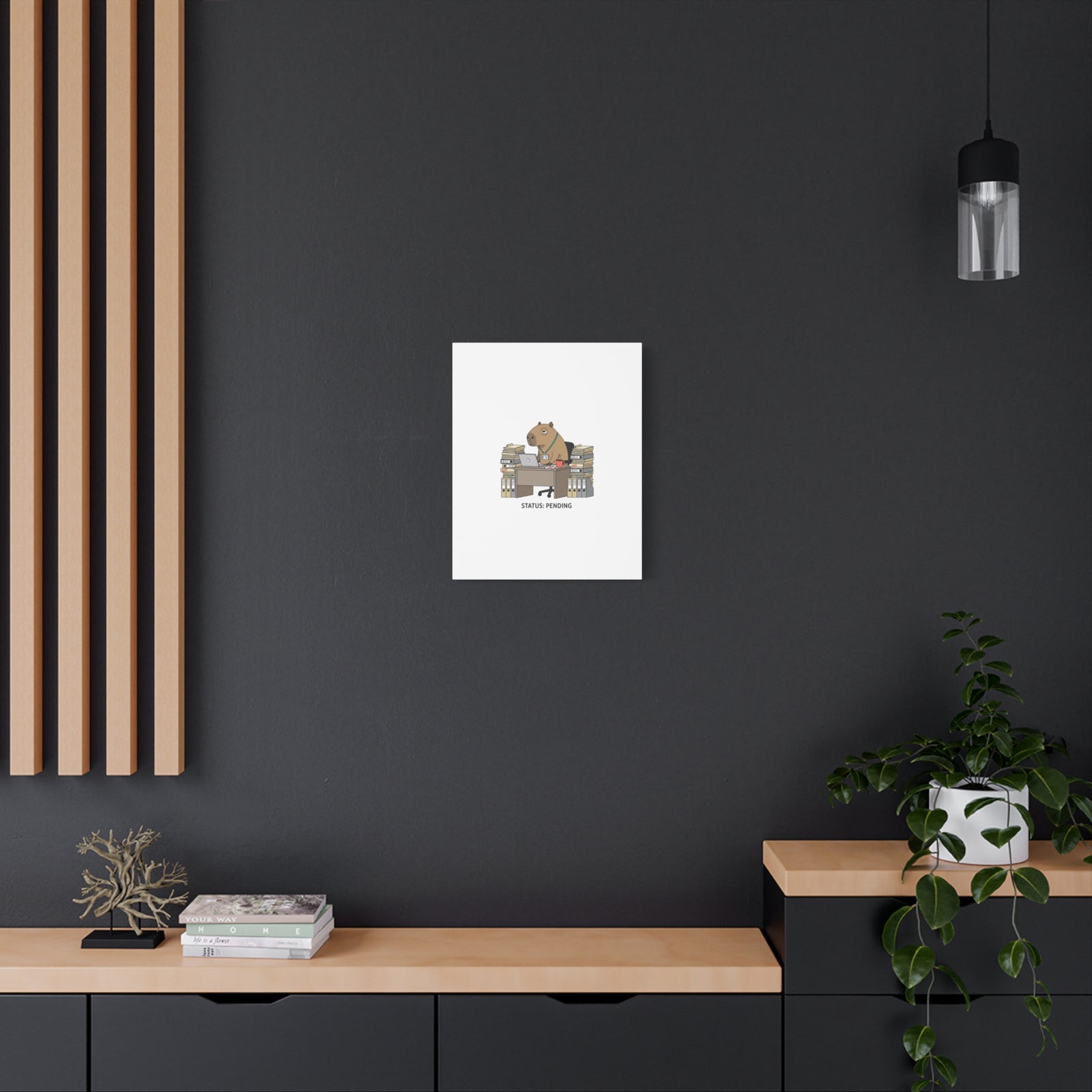Status: Pending office capybara illustration Canvas | Unhinged Animal Bureaucracy, adulting animal art