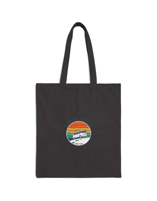 Load image into Gallery viewer, Sunset Coast Retro Surf Tote | 1970s Sunset, Vintage Palm Graphic
