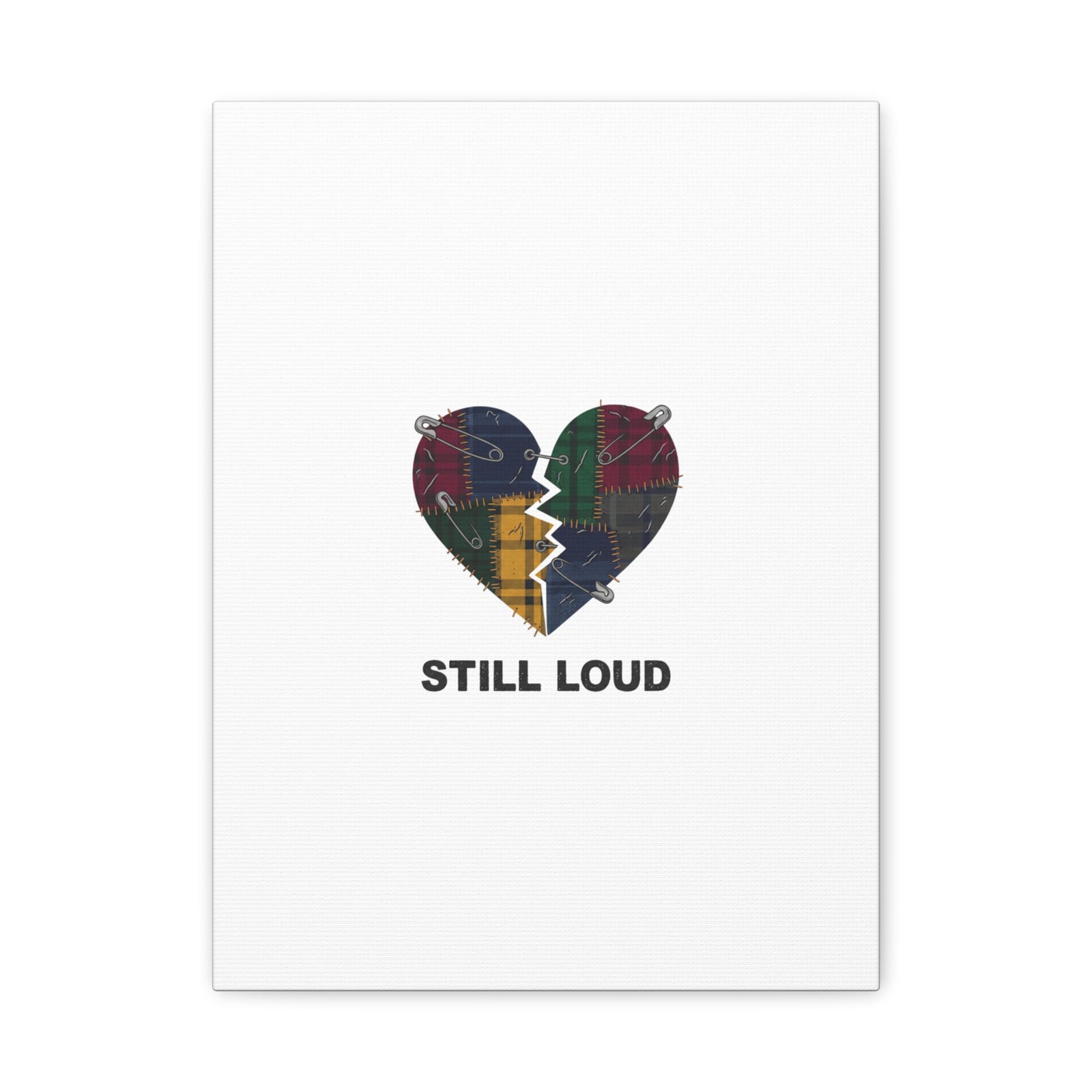 Plaid Patchwork Heart Canvas | Grunge Revival 90s Punk Wall Art