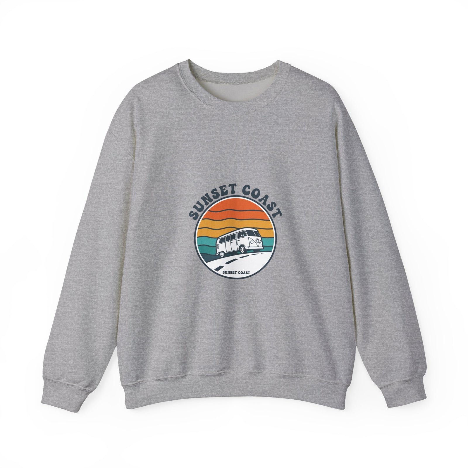 Sunset Coast VW Van Crewneck Sweatshirt | 70s Sunset Retro Surf Graphic