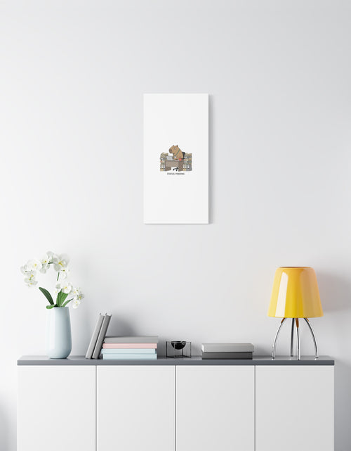 Load image into Gallery viewer, Status: Pending office capybara illustration Canvas | Unhinged Animal Bureaucracy, adulting animal art
