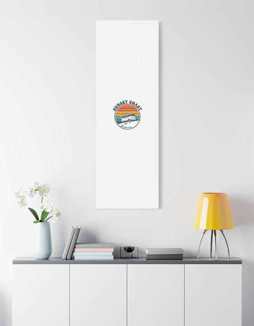 Load image into Gallery viewer, Sunset Coast Retro VW Bus Matte Canvas, 1970s Sunset Palm Poster | Vintage Surf Roadtrip
