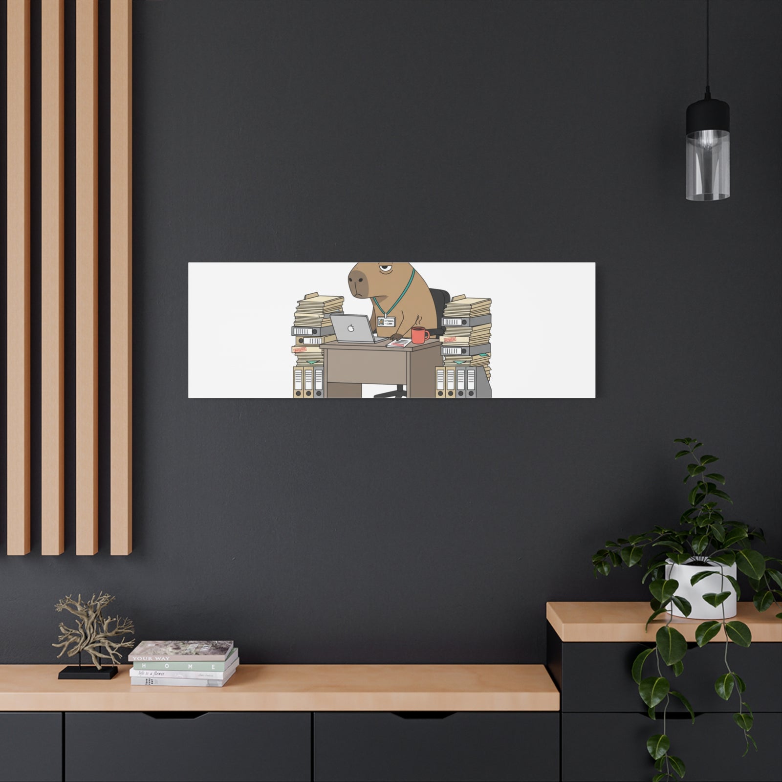 Status: Pending office capybara illustration Canvas | Unhinged Animal Bureaucracy, adulting animal art