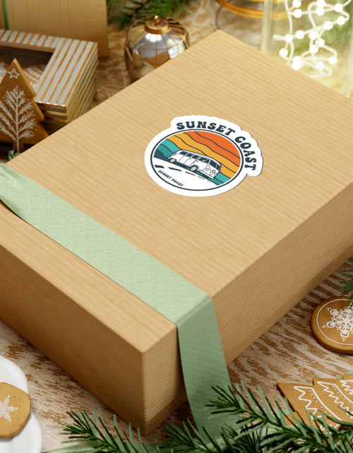 Load image into Gallery viewer, Sunset Coast Retro Van Sticker | 70s Sunset, Vintage Palm Graphic
