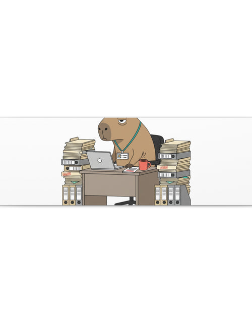 Load image into Gallery viewer, Status: Pending office capybara illustration Canvas | Unhinged Animal Bureaucracy, adulting animal art
