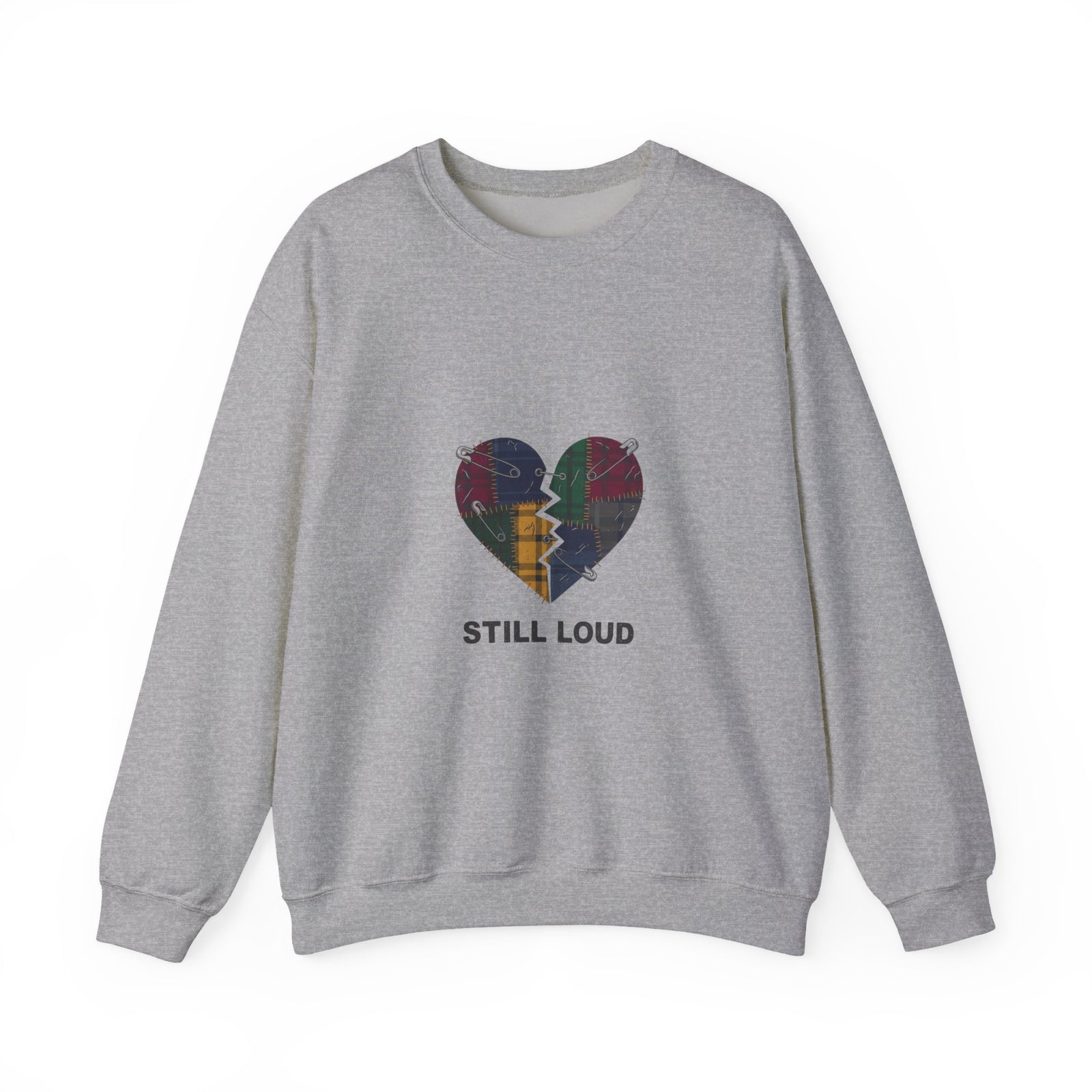 Plaid Broken Heart Crewneck Sweatshirt | Grunge Revival, 90s Flannel Aesthetic