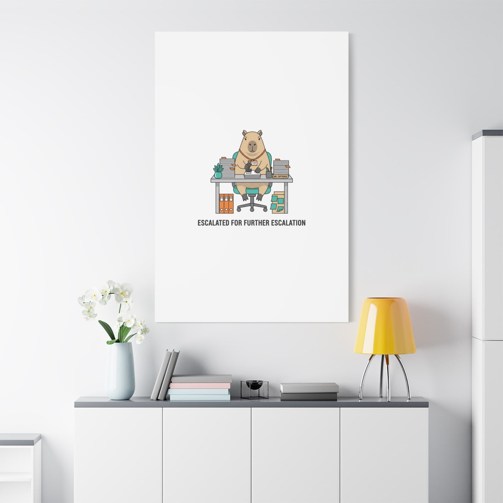 Escalated for Further Escalation Canvas | Unhinged Animal Bureaucracy, Office Animal Illustration
