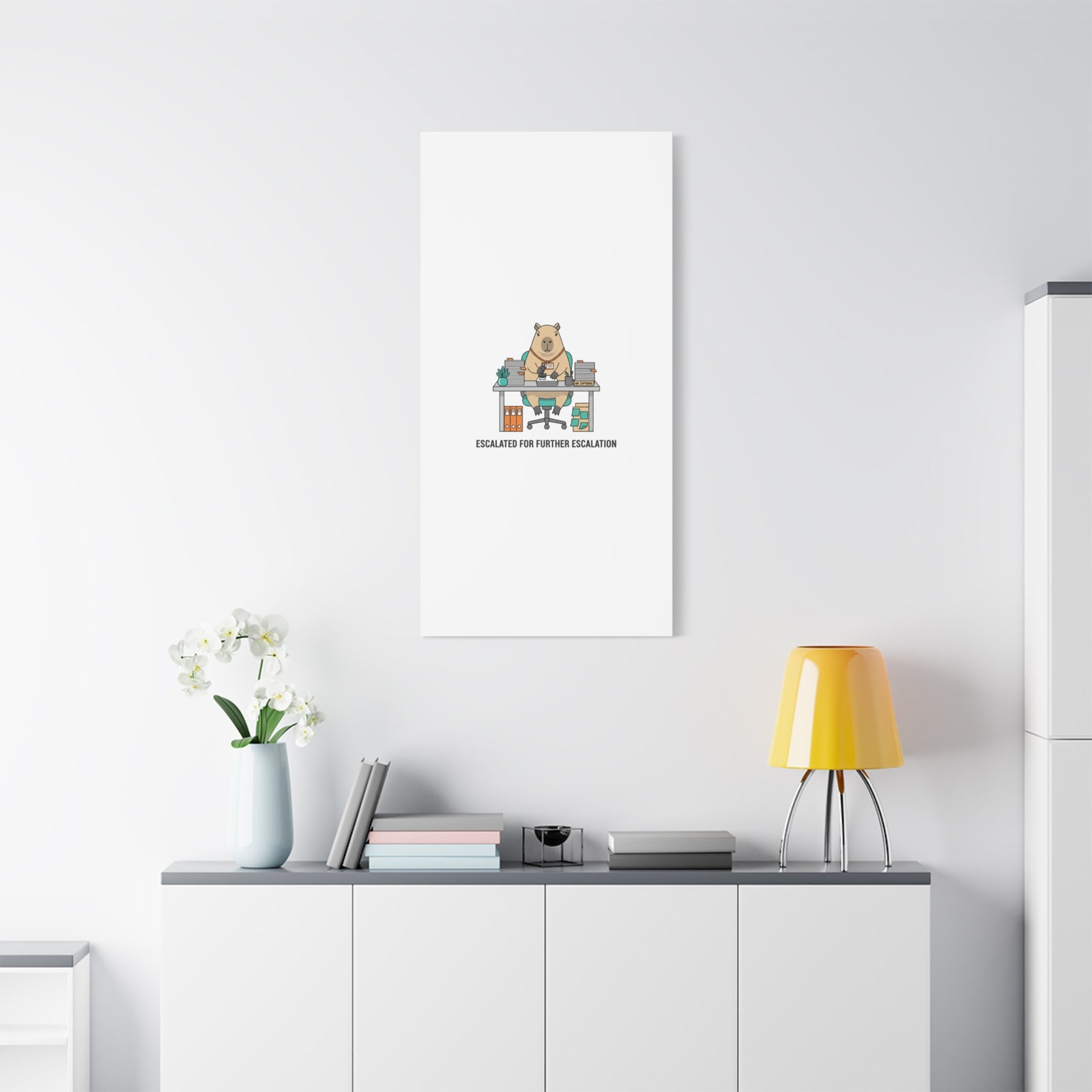 Escalated for Further Escalation Canvas | Unhinged Animal Bureaucracy, Office Animal Illustration