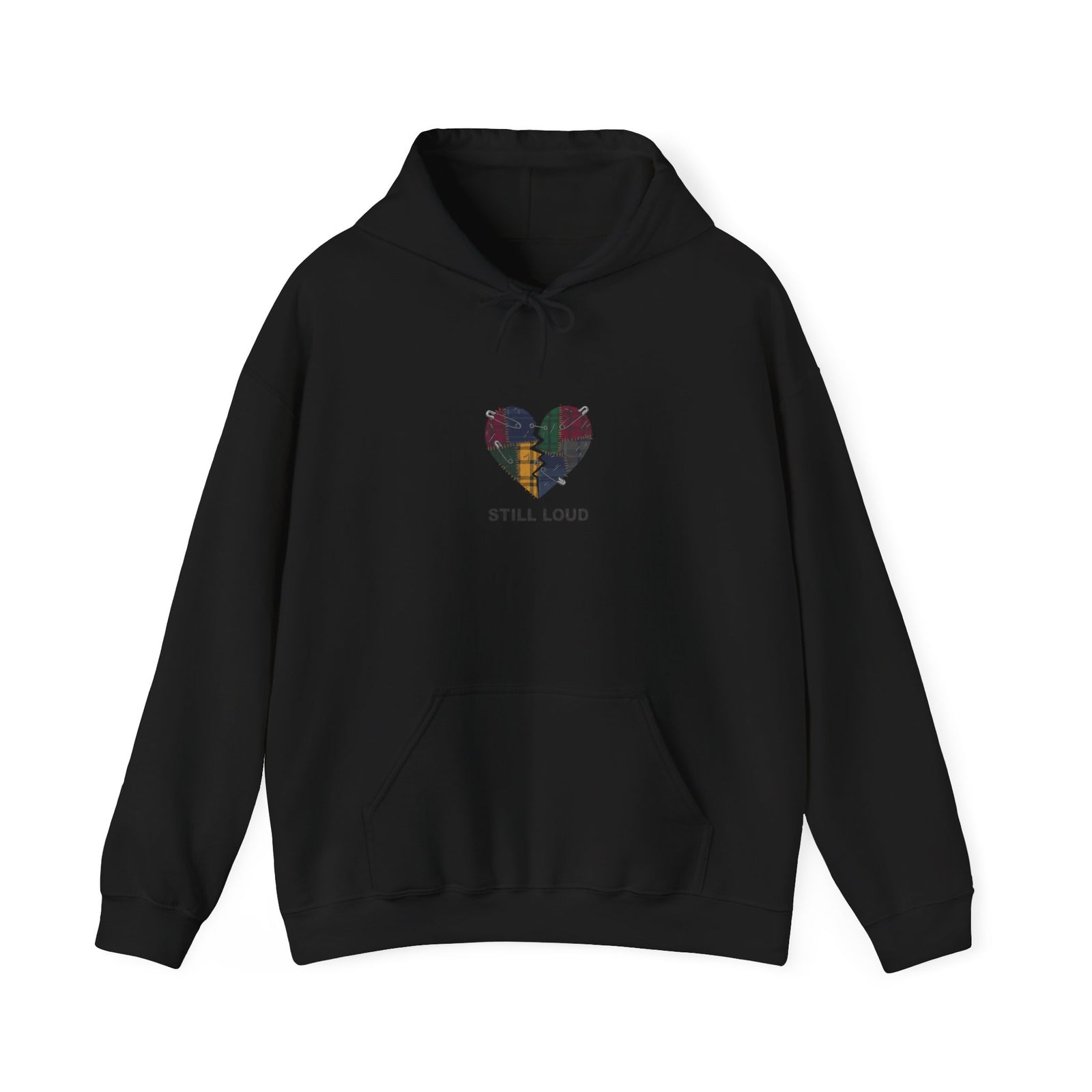 Still Loud Broken Heart Hoodie | grunge revival, plaid patchwork