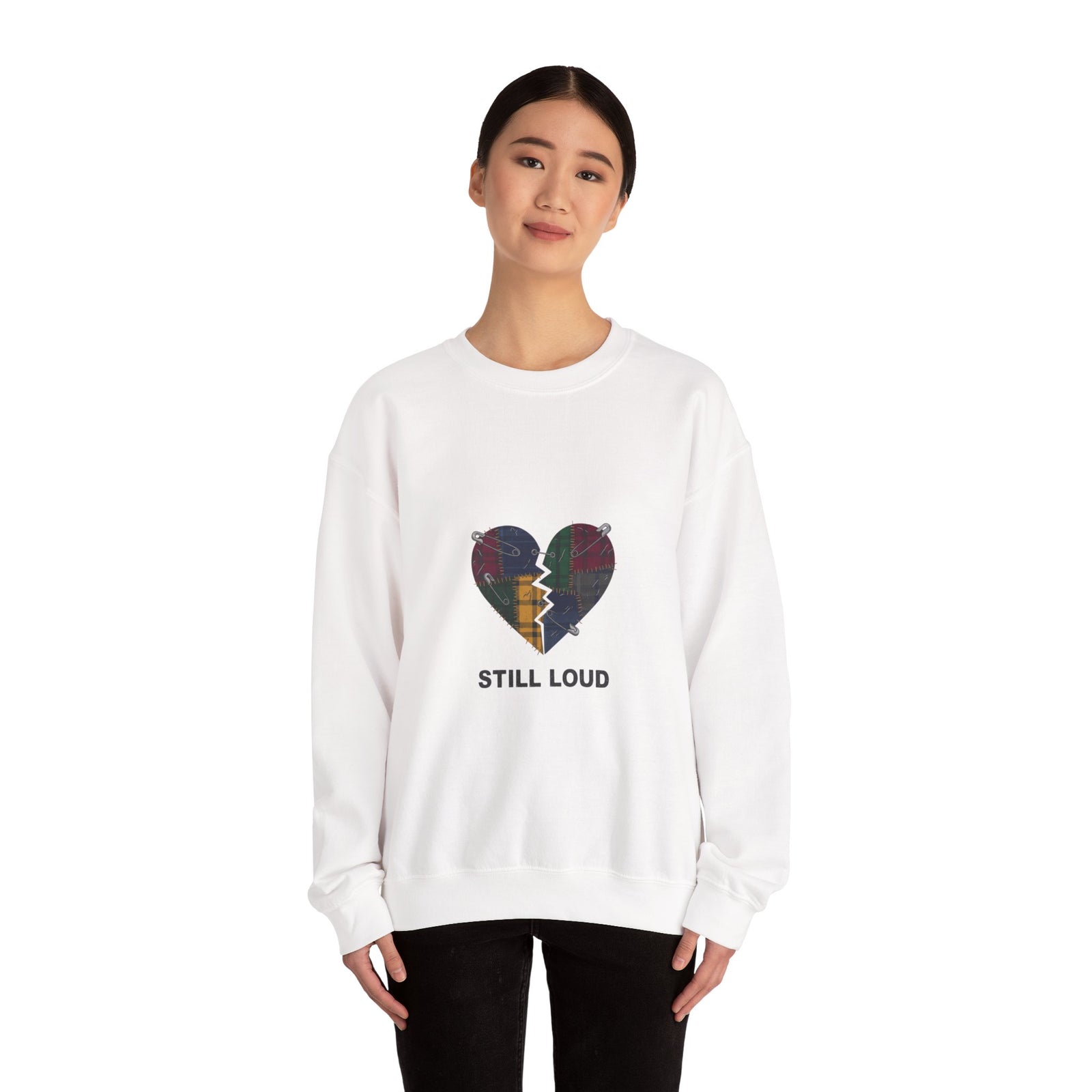 Plaid Broken Heart Crewneck Sweatshirt | Grunge Revival, 90s Flannel Aesthetic
