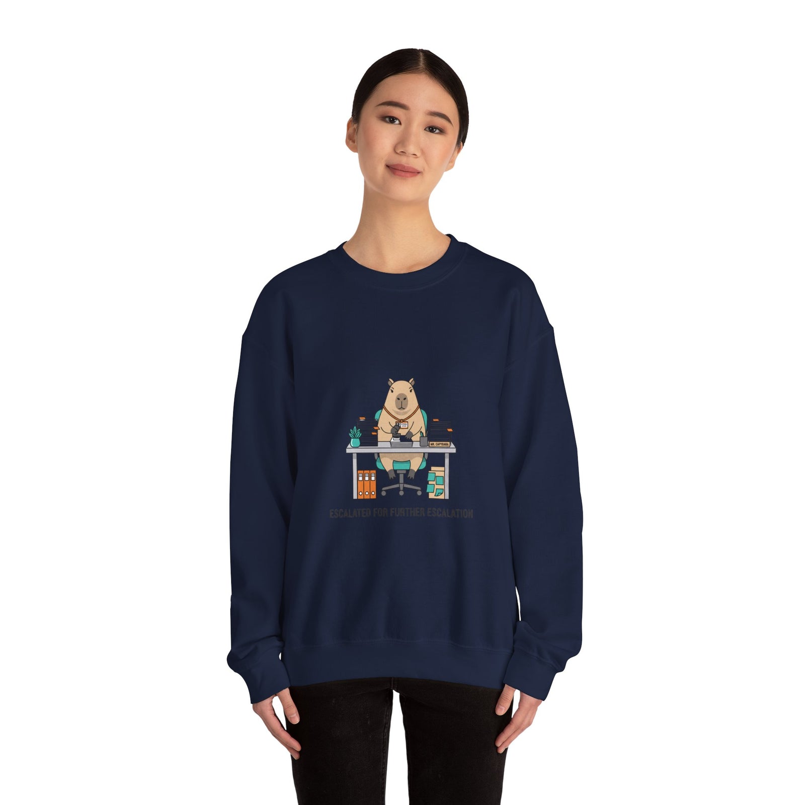 Escalated for Further Escalation Sweatshirt | office raccoon, animal HR meme