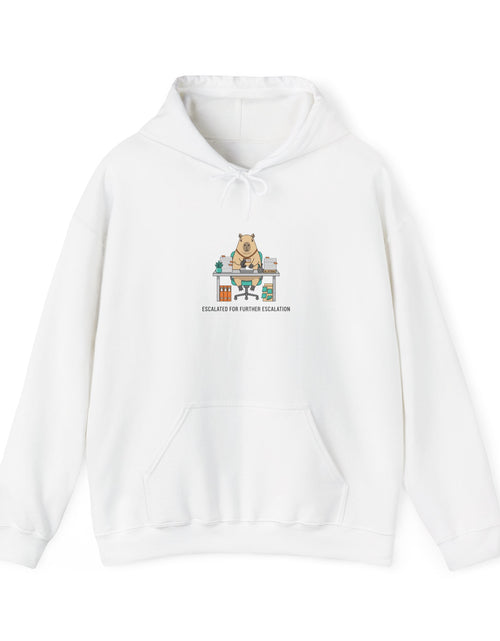 Load image into Gallery viewer, Office Raccoon Watercolor Hoodie | Unhinged Animal Bureaucracy, HR Animal Meme
