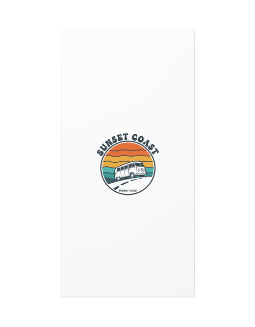 Load image into Gallery viewer, Sunset Coast Retro VW Bus Matte Canvas, 1970s Sunset Palm Poster | Vintage Surf Roadtrip
