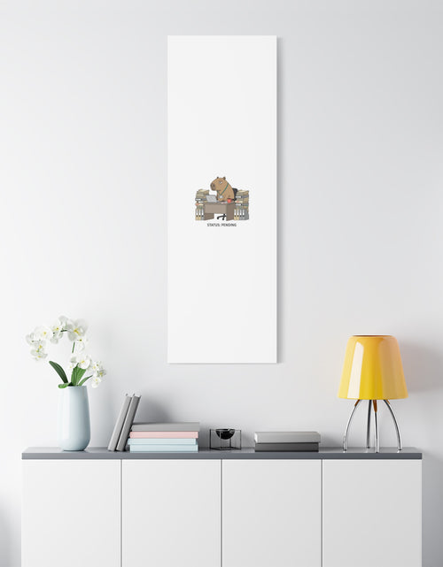 Load image into Gallery viewer, Status: Pending office capybara illustration Canvas | Unhinged Animal Bureaucracy, adulting animal art
