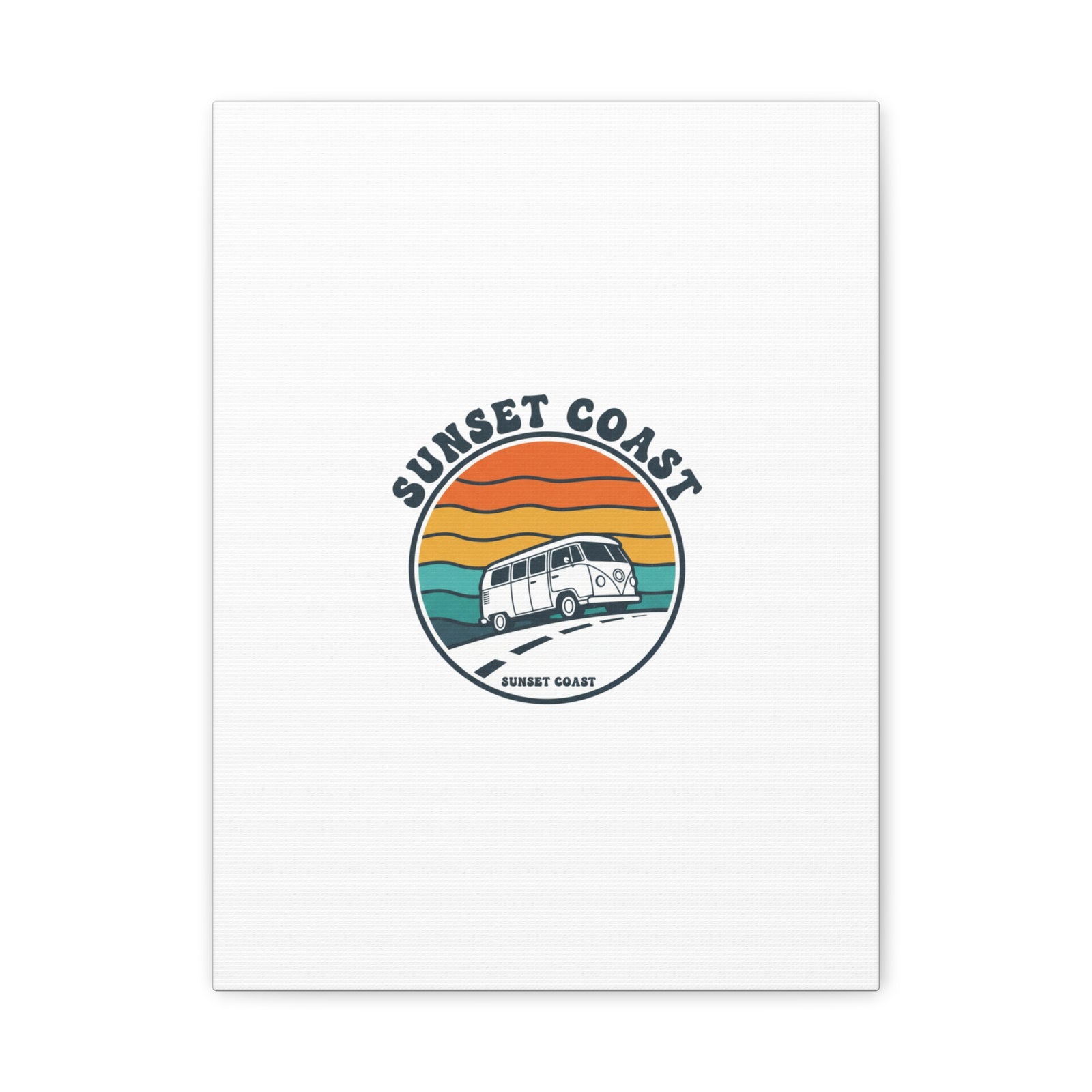 Sunset Coast Retro VW Bus Matte Canvas, 1970s Sunset Palm Poster | Vintage Surf Roadtrip