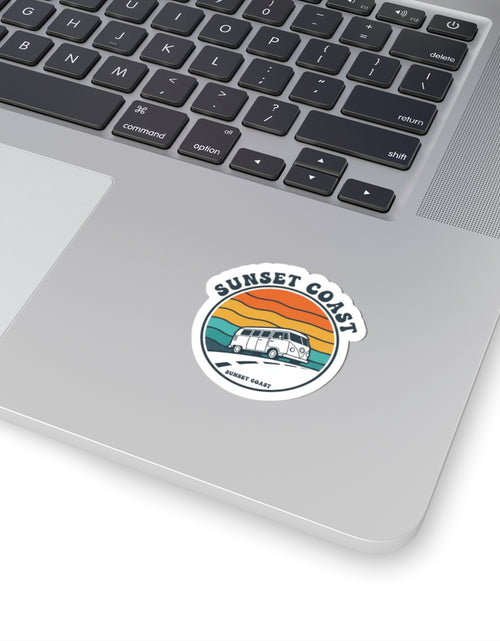 Load image into Gallery viewer, Sunset Coast Retro Van Sticker | 70s Sunset, Vintage Palm Graphic
