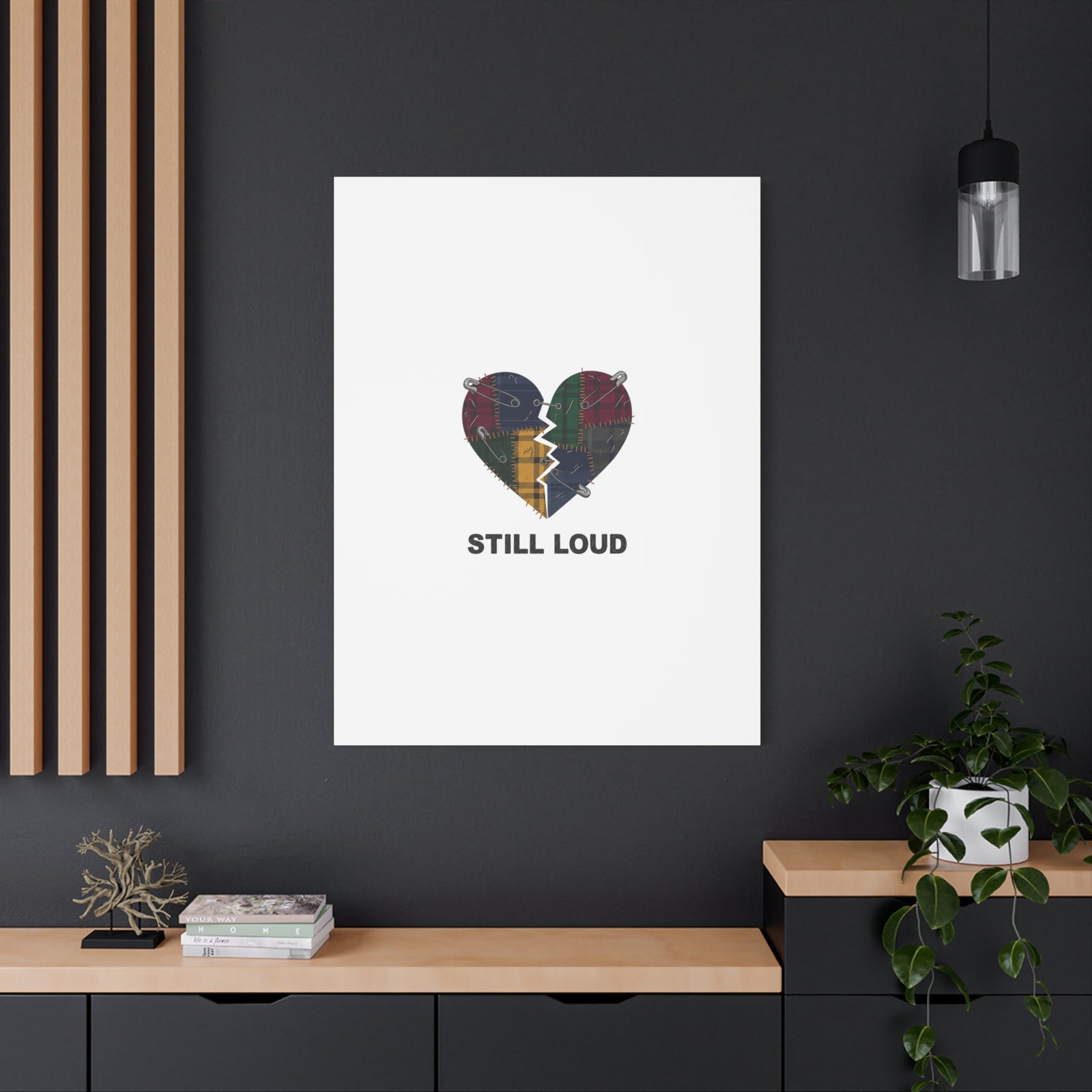 Plaid Patchwork Heart Canvas | Grunge Revival 90s Punk Wall Art